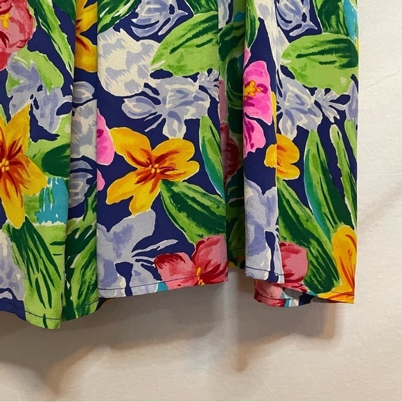 Talbots Silk Tropical Floral Pleated Button Back Midi Dress Vintage 90s - Picture 12 of 13